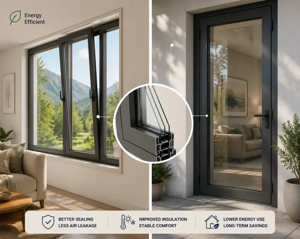 SUMMIT energy-efficient windows and doors with insulated triple glass and thermal break aluminum frames