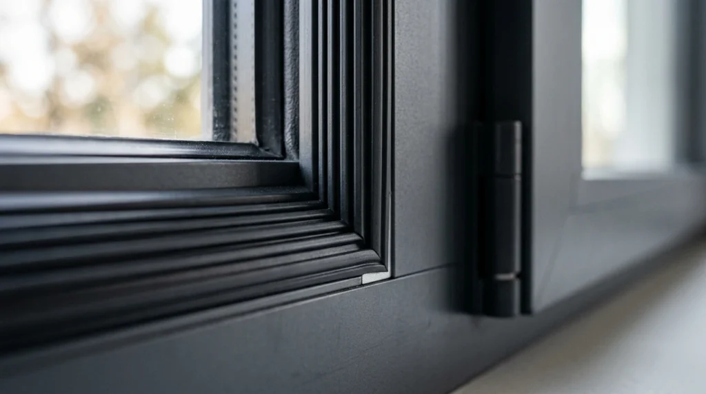 Multi-layer EPDM rubber sealing on modern aluminum window sash to reduce heat gain