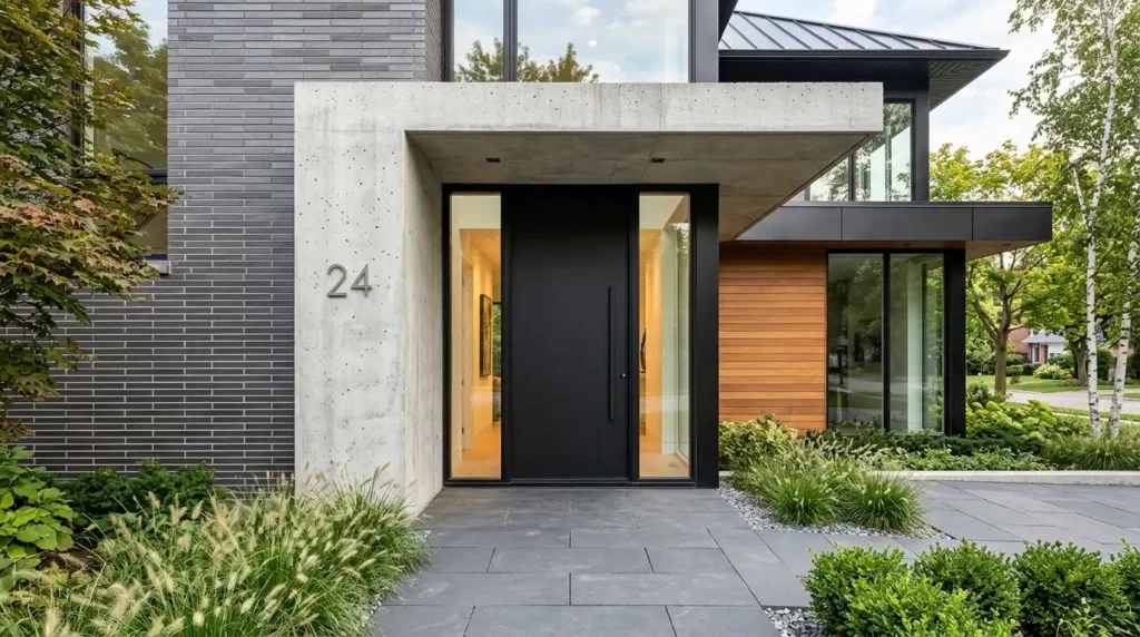 High performance exterior aluminum door with insulated Low-E glass to reduce heat gain